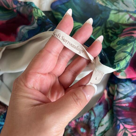 Soft Surroundings Womens Ambrosia Tiered Floral Maxi Dress Multicolor Size Large - Picture 7 of 9